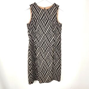 Anne Klein Sleeveless Black and Beige Geometric Print Sheath Dress Size 10